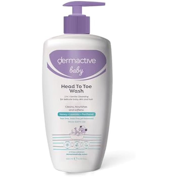 DERMACTIVE Baby Head-to-Toe Wash – 500ml | Gentle Cleansing Gel, Tear-Free Formula, Maintains Soft & Healthy Baby Skin - Image 1